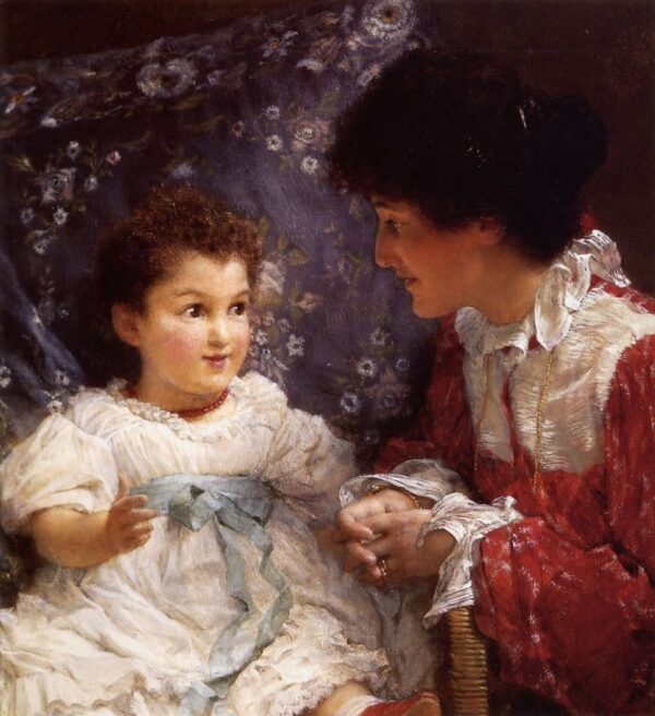 Mrs. George Lewis and Her Daughter Elizabeth by Lawrence Alma-Tadema, hand-painted oil reproduction