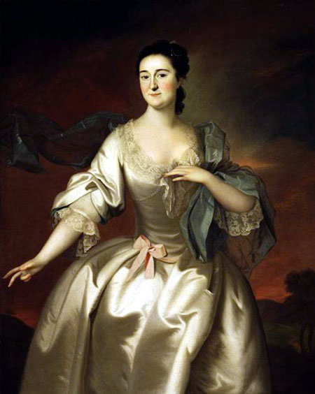 Mrs. James Pitts by Joseph Blackburn, hand-painted oil reproduction