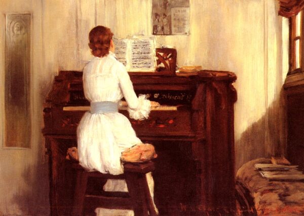 Mrs. Meigs at the Piano Organ by William Merritt Chase, hand-painted oil painting reproduction
