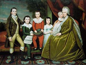 Mrs Noah Smith and Her Children 1798 by Ralph Earl, hand-painted oil painting reproduction