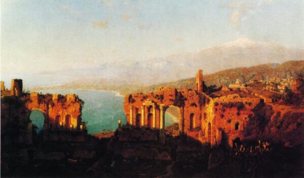 Mt. Etna from Taormina by William Stanley Haseltine, hand-painted oil painting reproduction