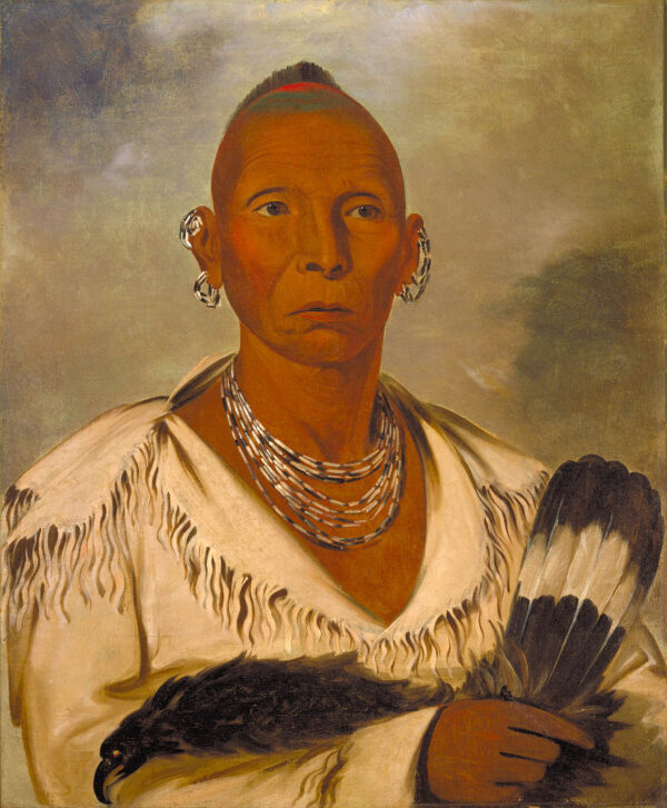 Muk a tah mish o kah kaik, Black Hawk, Prominent Sac Chief by George Catlin, hand-painted oil painting reproduction