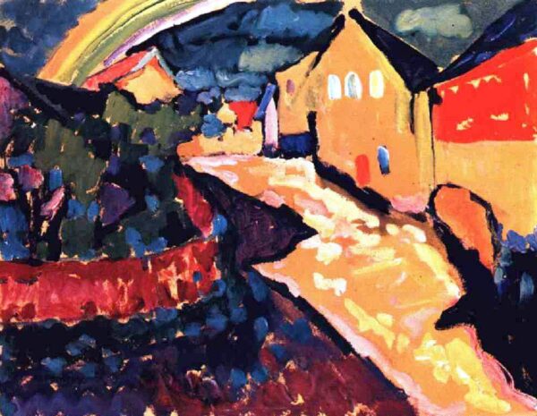 Murnau with rainbow by Wassily Kandinsky, hand-painted oil painting reproduction