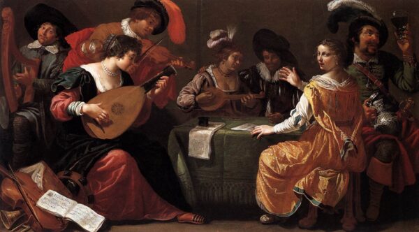 Music-making Company by Jan van Bijlert, hand-painted oil painting reproduction