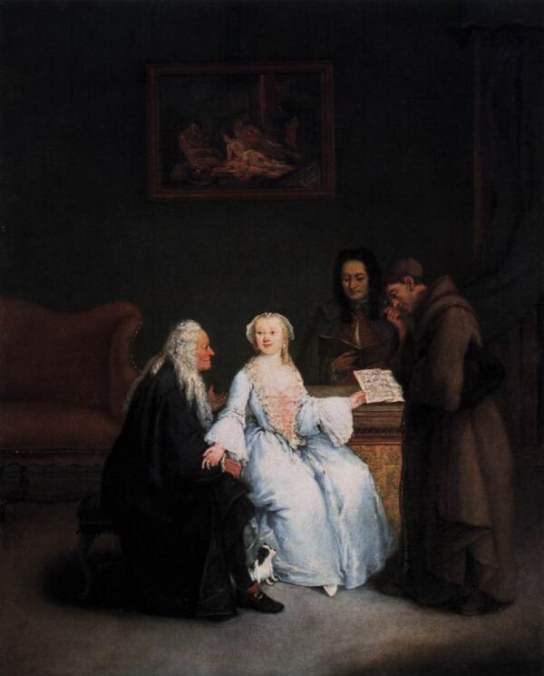 Music Lesson by Pietro Longhi, hand-painted oil painting reproduction
