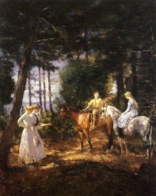 My Children in the Woods by Edmund Tarbell, hand-painted oil painting reproduction
