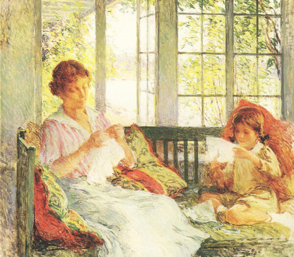 My Wife and Daughter by Willard Metcalf, hand-painted oil painting reproduction
