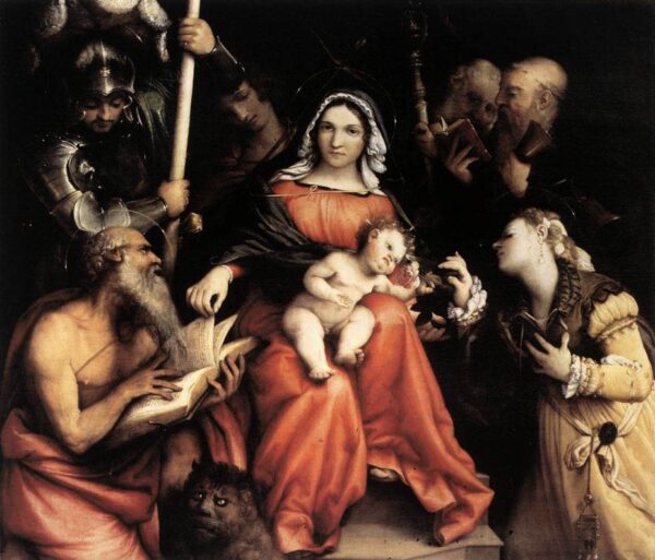 Mystic Marriage of St. Catherine by Lorenzo Lotto, hand-painted oil painting reproduction