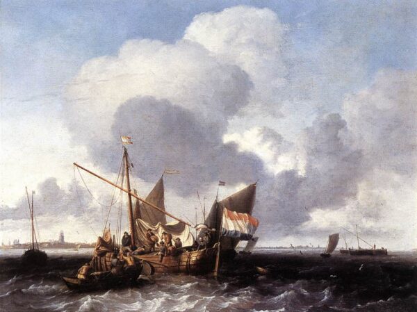 Ships on the Zuiderzee before the Fort of Naarden by Ludolf Backhuysen, hand-painted oil painting reproduction