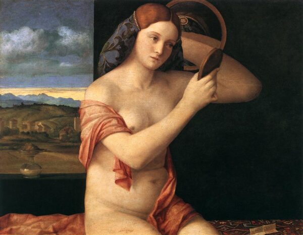 Naked Young Woman in Front of the Mirror by Giovanni Bellini, hand-painted oil painting reproduction