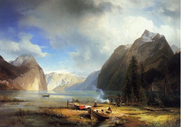 Nature’s Majesty by Hermann Ottomar Herzog, hand-painted oil painting reproduction