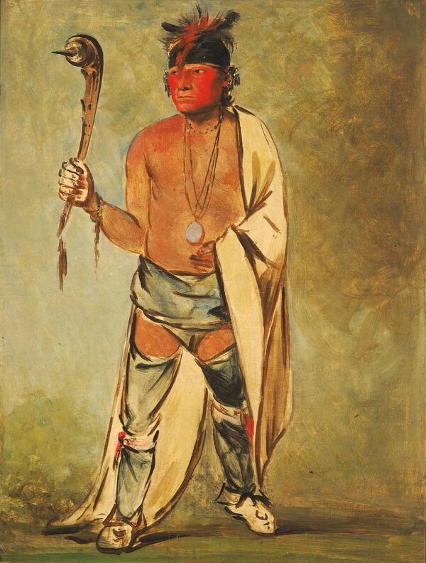 Naugh haigh hee kaw, He Who Moistens the Wood by George Catlin, hand-painted oil reproduction