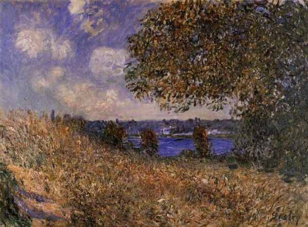 Near the Bank of the Seine at By by Alfred Sisley, hand-painted oil painting reproduction