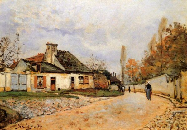 Neighborhood Street in Louveciennes by Alfred Sisley, hand-painted oil painting reproduction