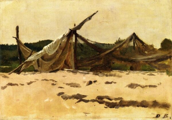 Nets and Sails Drying by Dennis Miller Bunker, hand-painted oil painting reproduction