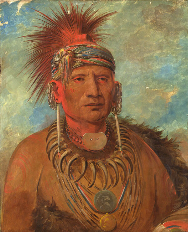 Neu mon ya, Walking Rain, War Chief by George Catlin, hand-painted oil painting reproduction