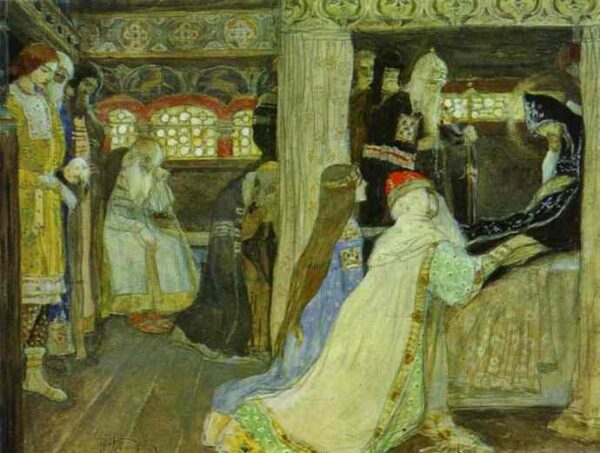 Death of Prince Alexander Nevsky by Mikhail Nesterov, hand-painted oil painting reproduction