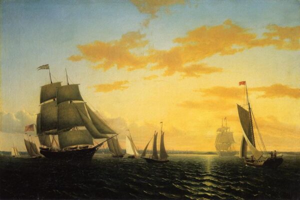 New Bedford Harbor at Sunset by William Bradford, hand-painted oil painting reproduction