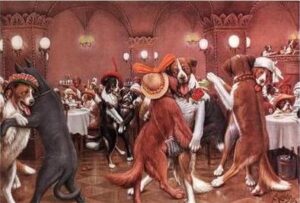 New Years Eve in Dogville by C.M Coolidge, hand-painted oil painting reproduction