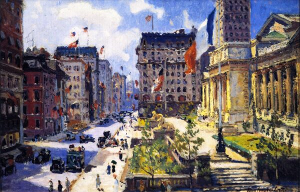 New York Public Library by Colin Campbell Cooper, hand-painted oil painting reproduction