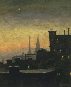 New York Roof Tops by Louis M Eilshemius, hand-painted oil painting reproduction