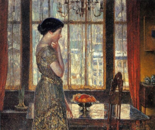 New York Winter Window by Frederick Childe Hassam, hand-painted oil painting reproduction