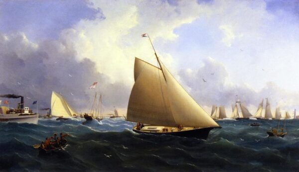 New York Yacht Club Regatta off New Bedford by William Bradford, hand-painted oil painting reproduction