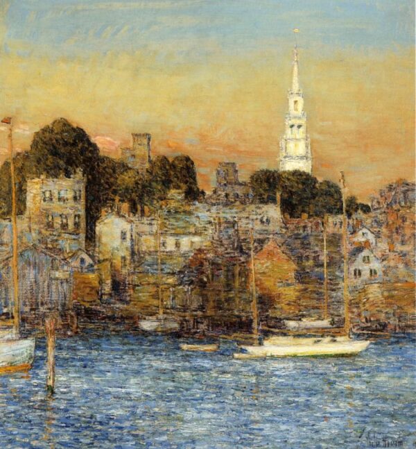 Newport, October Sundown by Frederick Childe Hassam, hand-painted oil painting reproduction