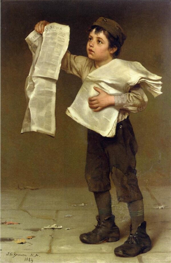 Newsboy by John G Brown, hand-painted oil painting reproduction