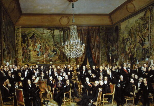 The Salon of Alfred Emilien Comte de Nieuwerkerke by Francois Auguste Biard, hand-painted oil painting reproduction