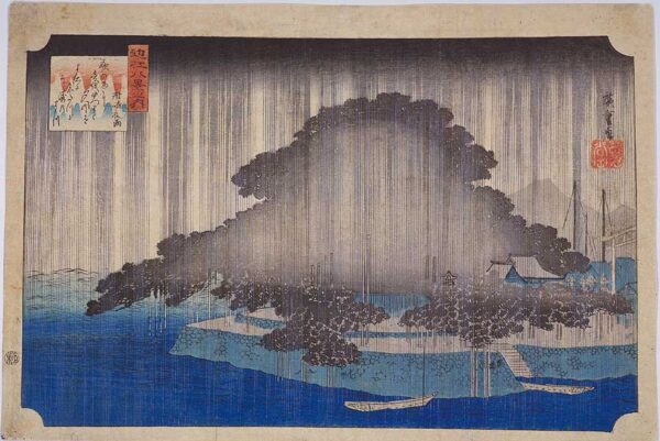 Night Rain on Karasaki by Ando Hiroshige, hand-painted oil painting reproduction
