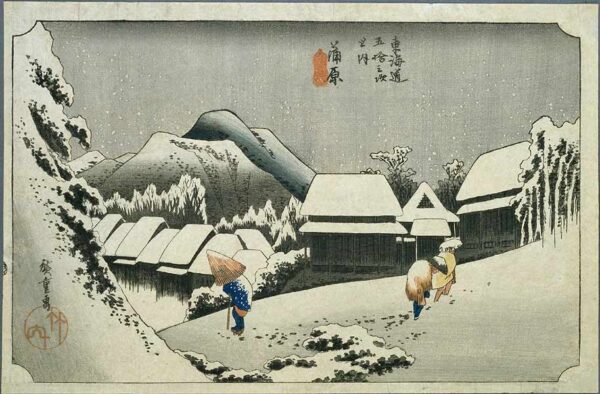 Night Snow at Kambara by Ando Hiroshige, hand-painted oil painting reproduction