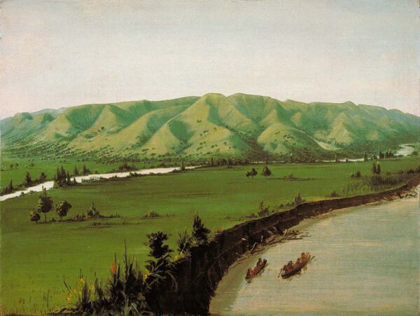 Nishnabottana Bluffs, 1070 Miles above St. Louis by George Catlin, hand-painted oil reproduction