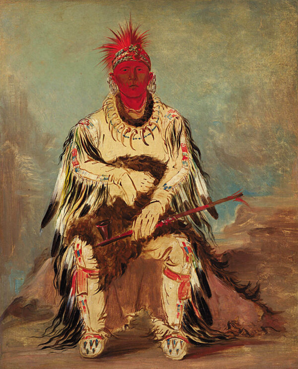 No way ke sug gah, He Who Strikes Two at Once, a Brave by George Catlin, hand-painted oil painting reproduction