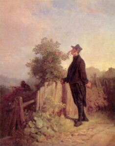 No Rose Without Thorns by Carl Spitzweg, hand-painted oil painting reproduction