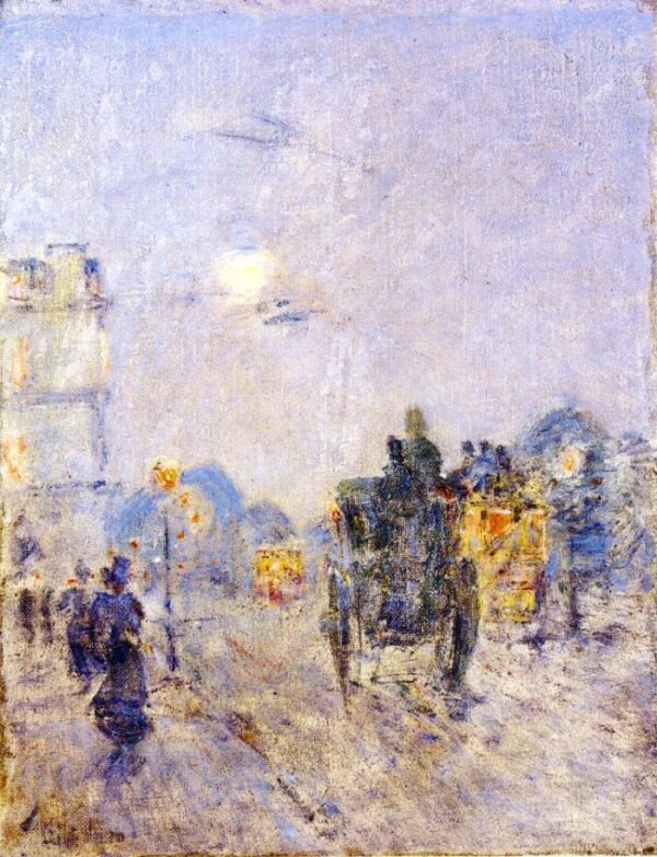 Nocturne, Hyde Park Corner by Frederick Childe Hassam, hand-painted oil painting reproduction