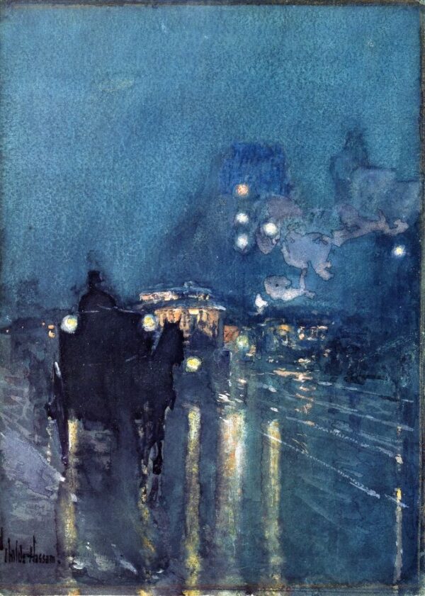 Nocturne, Railway Crossing, Chicago by Frederick Childe Hassam, hand-painted oil painting reproduction