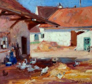 Normandy Farmyard by Francis Cadell, hand-painted oil painting reproduction