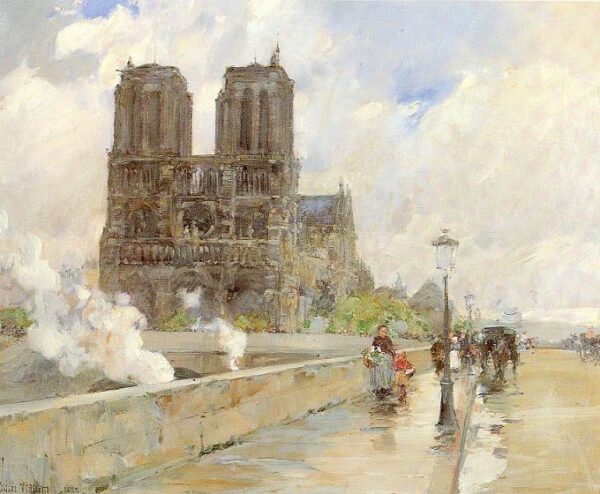 Notre Dame Cathedral by Frederick Childe Hassam, hand-painted oil painting reproduction