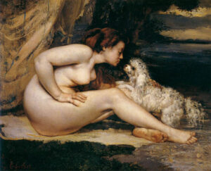 Nude Woman with a Dog by Gustave Courbet, hand-painted oil painting reproduction
