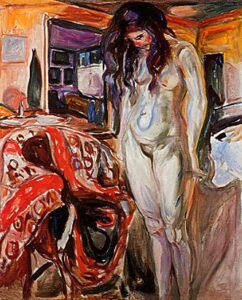 Nude by Wicker Chair by Edvard Munch, hand-painted oil painting reproduction