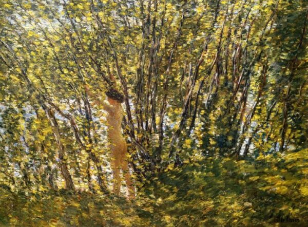 Nude in Sunlilt Wood by Frederick Childe Hassam, hand-painted oil painting reproduction
