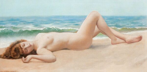 Nude on the Beach by John William Godward, hand-painted oil painting reproduction