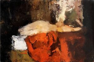 Nude with black stockings on a bed by George Hendrik Breitner, hand-painted oil painting reproduction