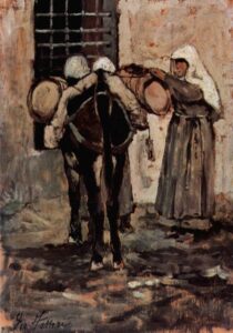 Nun With Donkey by Giovanni Fattori, hand-painted oil painting reproduction