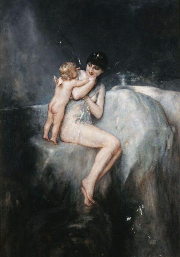 Nymph and Cupid by Nikolaos Gyzis, hand-painted oil painting reproduction
