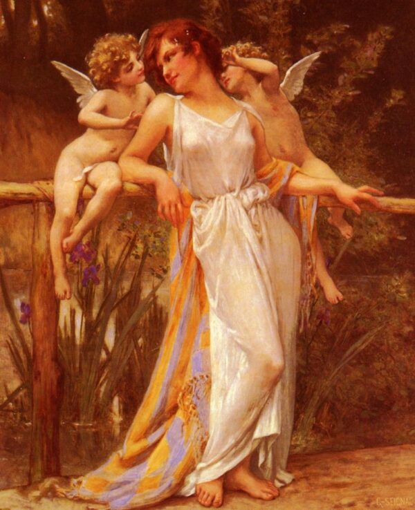 Nymph with Cupids by Guillaume Seignac, hand-painted oil painting reproduction