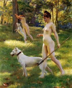 Nymphs Hunting by Julius LeBlanc Stewart, hand-painted oil painting reproduction