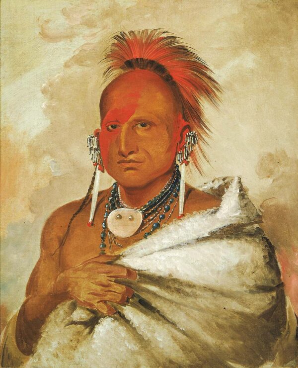 O ron gas see, Bear catcher, a Celebrated Warrior by George Catlin, hand-painted oil painting reproduction