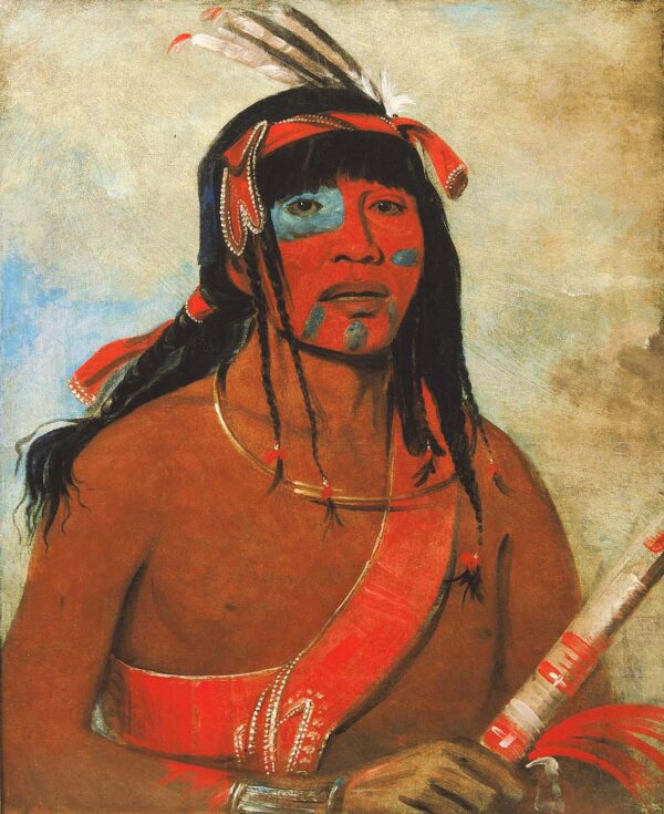 O ta wah, The Ottaway, a Warrior by George Catlin, hand-painted oil painting reproduction